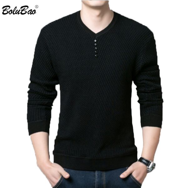 

bolubao марка пуловер мужчины свитер весна новый slim fit мужские свитера сращивания удобная мужская v кнопка шеи свитер, White;black