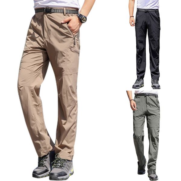 

spring men cargo pants quick dry sportwear joggers sweat pants fashion solid pockets hiking outdoor trousers male 3xl 4xl, Black