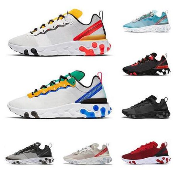 

react element 55 87 men women running shoes triple black team red tour yellow anthracite desert sand mens trainer breathable sports sneakers