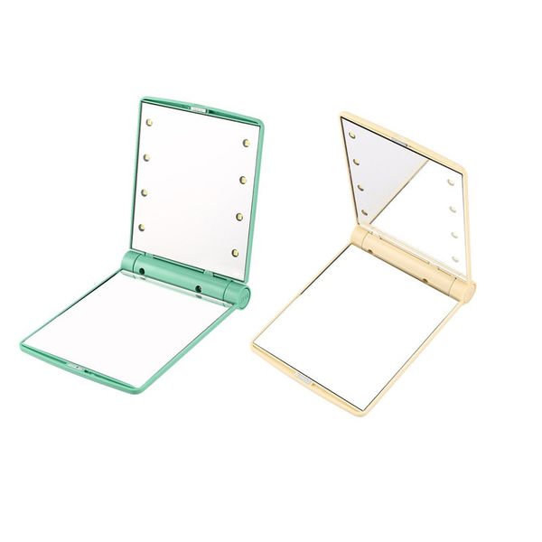 

lady cosmetic mirror leds lighted foldable makeup mirrors espejo de maquillaje bb cream contact lens replacing mirror dropship