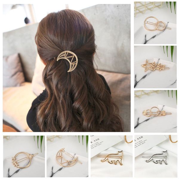 Fashion Woman Cat Star Hair Clip Pin Metal Geometric Alloy