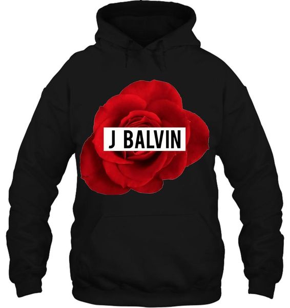 

men hoodie j balvin rose mi gente reggaeton tee women streetwear, Black