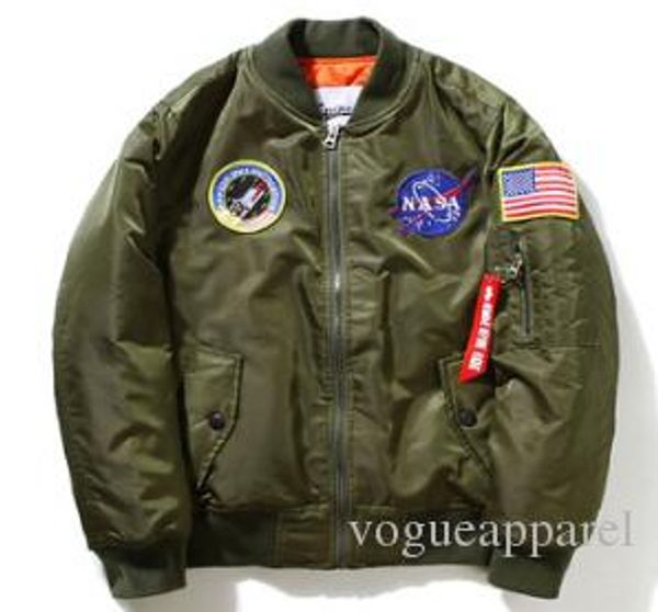 

nasa men ma1 bomber jackets spring autumn flight pilot jacket coat embroidery baseball coats, Black;brown