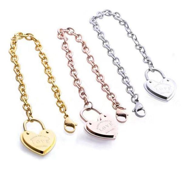 

2020 designer titanium steel jewelry t letter peach heart love bracelet t lady korean version rose gold thick bracelet heart-shaped bracelet, Black