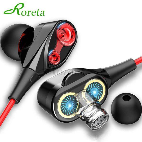 

3.5mm dual drive stereo wired earphone in-ear sport headset with mic mini earbuds earphones for iphone samsung huawei xiaomi