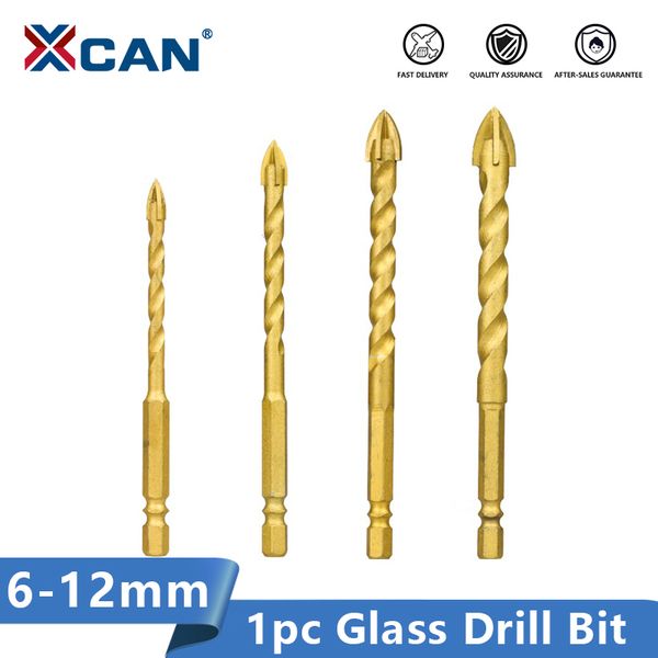 

xcan hex shank glass drill bit 6/8/10/12mm spiral flute hole cutter for tile glass cross spear head drilling tools