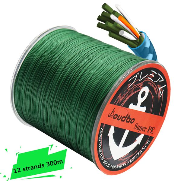 

jioudao series braided fishing line 300m 12 strands pe wire 35lb-180lb multifilament fishing line