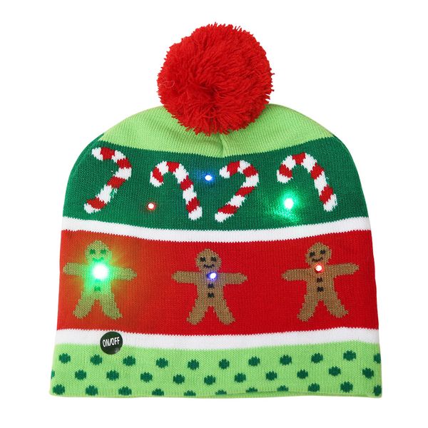 

gift kid festival adults soft party decor warm holiday led knitting home christmas beanie hat glowing with light