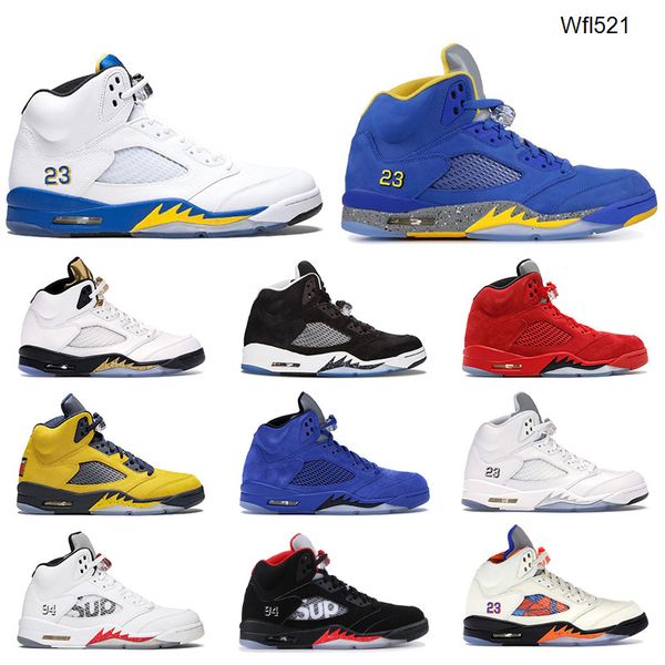 

оптовая продажа 5s баскетбольная обувь для мужчин 5 ice blue laney michigan desert camo blue suede fire red fresh prince мужские спортивные, Black