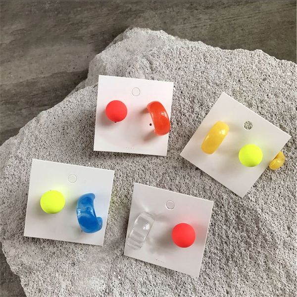 

soc shape candy colorful acrylic women hoop earrings chic sterling-silver needle charming summer beach jewelry brincos gift, Golden;silver