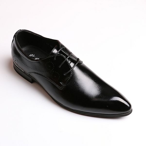 

genuine leather men's dress glossy shoes british style fashion lace up shoes formal oxford classic gentleman derby, Black