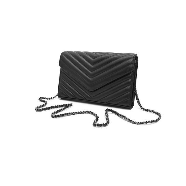 

women messenger bag genuine leather sheep skin soft v pattern quilted envelop female purse bag black chain shoulder bags