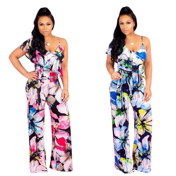 

women strapless floral sprinted jumpsuit rompers, Black;white