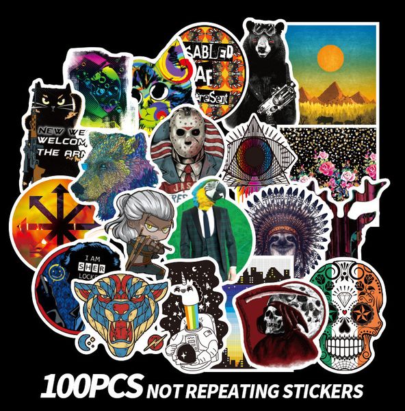 

100 PCS Weird наклейки граффити Террор Dark Skull Скелет Rock Punk Sexy наклейки для DIY скейтборд н