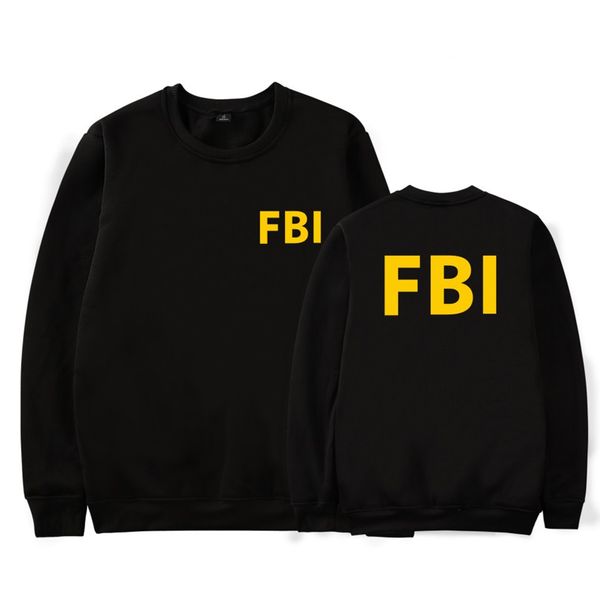 

new fbi hoodie printed fashion sport men women capless sweatshirt casual round neck cotton long sleeve pullover sweatshirts, Black
