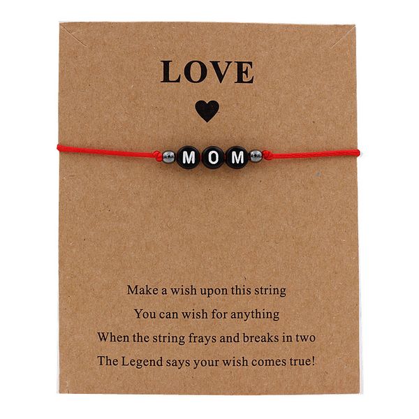 

12pcs/lot alphabet mom bracelet anniversary wedding red string adjustable rope paired couple bracelets set customize, Golden;silver