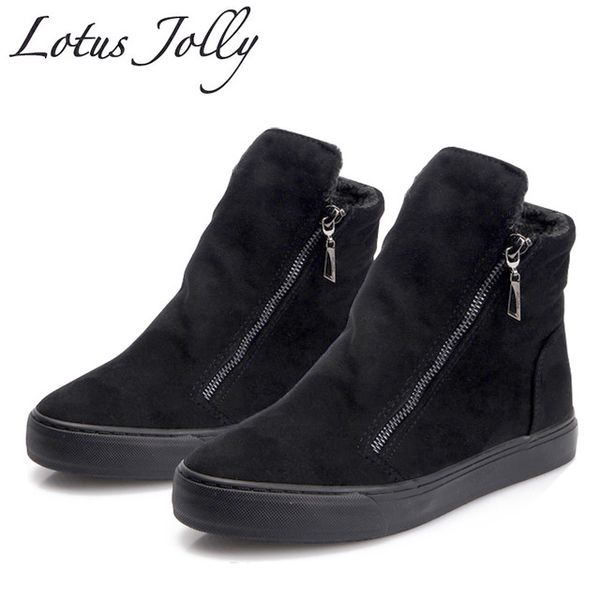 

women boots winter plush warm ankle snow boots with zippers ladies fur platform shoes woman comfort thick sold black botas mujer t200425