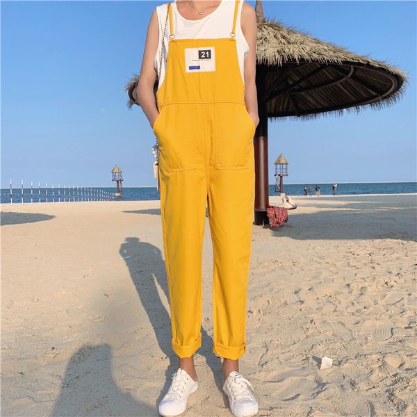 

yellow overalls fall cowgirl lovely straight loose, Blue