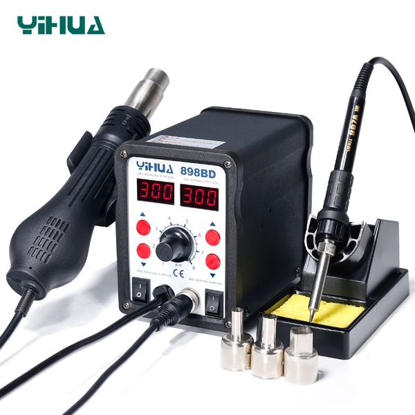 

yihua 898bd stable temperature control heat gun air soldering station and iron for phone repair ing