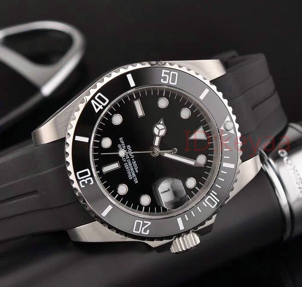 

rubber black luxury ceramic bezel designer mens mechanical stainless steel automatic movement watch sport self-wind watches wristwatches, Slivery;brown