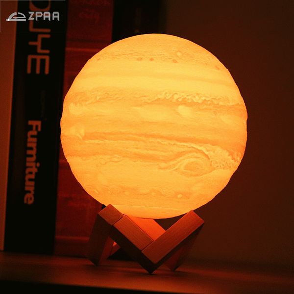 

3d nightlight print jupiter lamp usb rechargeable touch led night light home decor creative gift for children friend