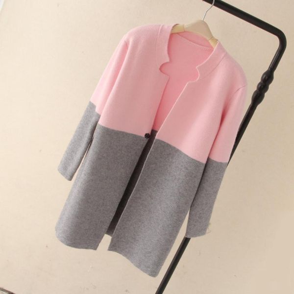 

pink new fasion winter womens long casual jackets autumn warm wool slim ladies coat outwear single button cardigan au0807, Black