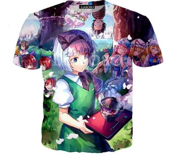 

2019 summer fashion men women sweatshirt 3d print anime touhou project t shirt short sleeve pullover hip hop k1137, White;black