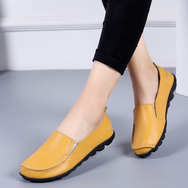 

flats women summer sneakers 2020 casual shoes woman genuine leather slip-on sneakers women flats shoes plus size, Black