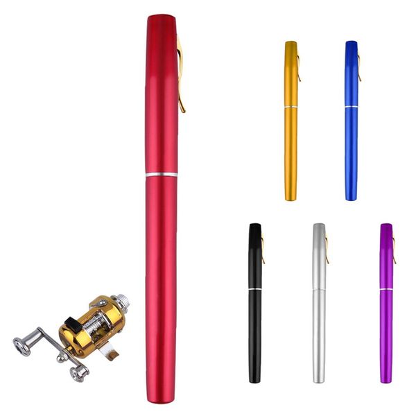 

new portable mini pocket pen ice fishing rod fish pole + reel combo set