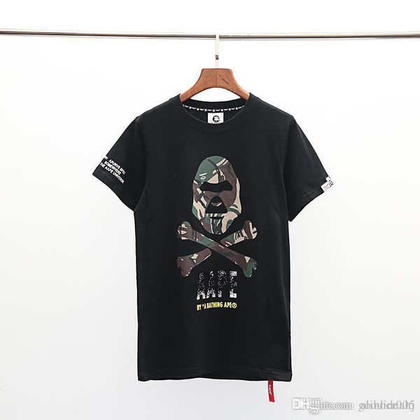 

ape brand designer shirt 19ss new japanese street fashion t shirt camouflage skull logo print couple t shirts cotton quality men casual wild, White;black