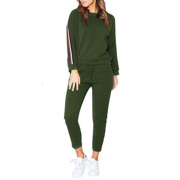 

tracksuit women 2 pcs tracksuits set lady striped active sport loungewear full sleeve velvet fabric sweatshirts pants suits #45, Gray