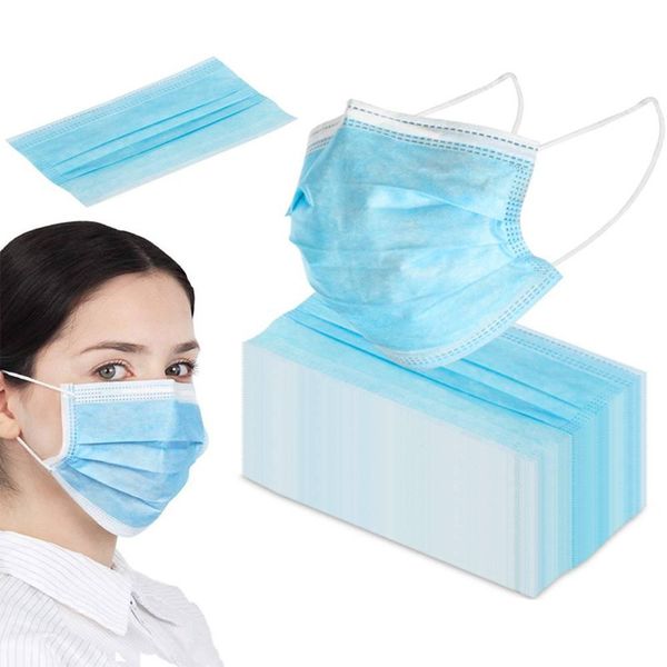 

in stock disposable face mask non-woven 3-ply anti-dust safe protective masks for with elastic earloop dhl fast delivery