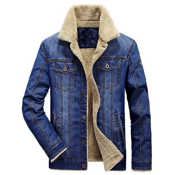 

autumn and winter new products men's brushed and thick large size youth denim jacket cotton-padded clothes men cowboy men's coat, Black;brown