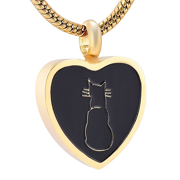 

ijd8253 stainless steel gold heart cremation pet cat keepsake pendant for ashes urn memorial souvenir necklace with chain jewelry, Silver
