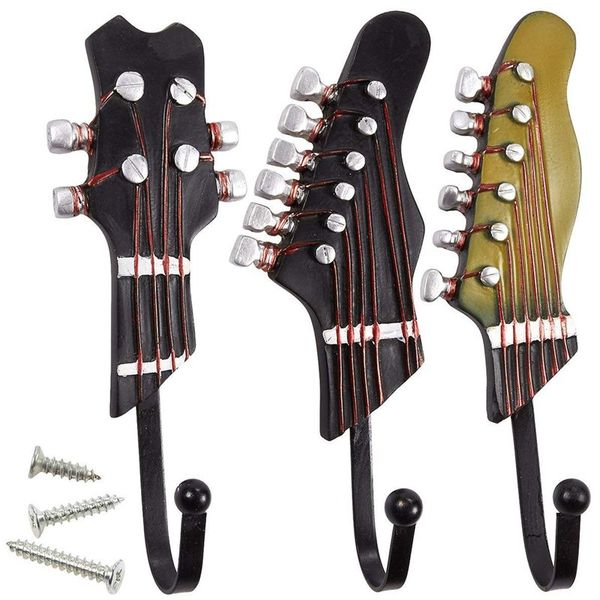 

vintage guitar shaped decorative hooks rack hangers for hanging clothes coats towels keys hats metal resin hooks wall mounted he