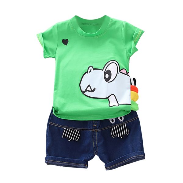 

summer baby boys girls short sleeve cartoon print t-shirt+shorts children casual outfits sets boy shorts set, White
