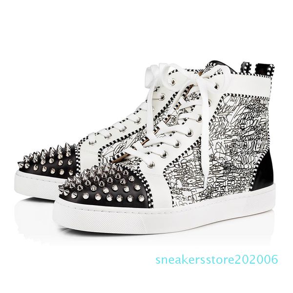 

2020 designer shoes for men women fashion spike sneakers triple black white red suede leather mens trainer flat bottoms luxury shoe