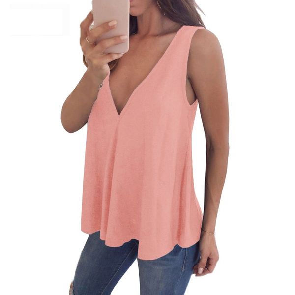 

plus size s-5xl women v neck tank summer chiffon cami sleeveless causal t-shirt vest streetwear camiseta tirantes mujer, White