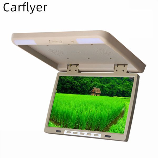 

15.4 inch car monitor roof flip down 1080p hd video mp5 player support usb sd speaker fm ceiling tv audio output hdmi wide angle