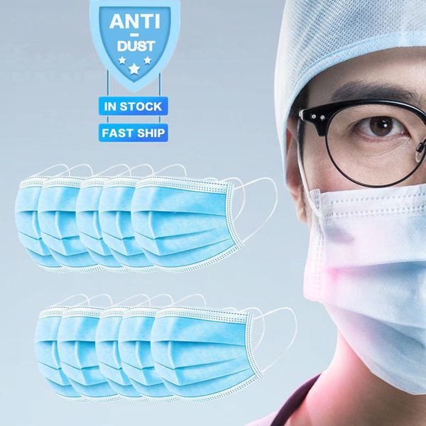 

in stock disposable dust-proof masks 3-layer filter, dustproof non-woven face masks pm2.5 ear-loop mask,fast delivery