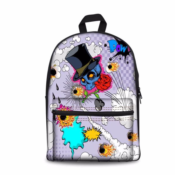 

noisydesigns skull rose funny 3d printing shoulder backpack for teen students kid gifts bag customize image children schoolbag