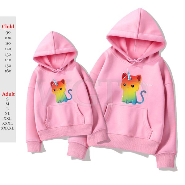 

unicorn print baby hoodie family matching outfits toddler boys girls sweatshirt winter warm clothes parent-child outfit, Blue