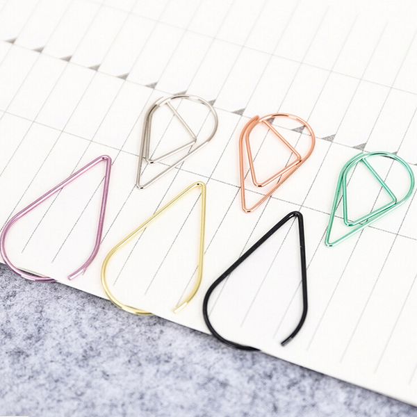 

10pcs modeling paper clips metal water drop shape bookmark memo marking clip office school stationery supplies 1.5*2.5cm