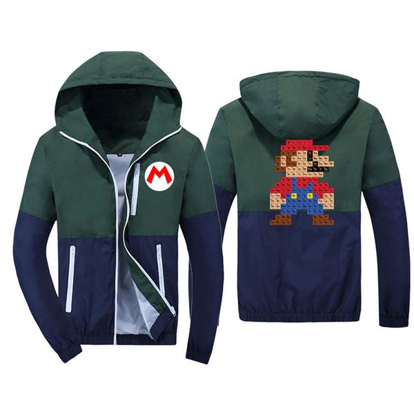 

super mario bros luigi koopa yoshi 2019 locomotive bomber jacket men's bomber windbreaker jacket casaco corta vento masculino, Tan;black