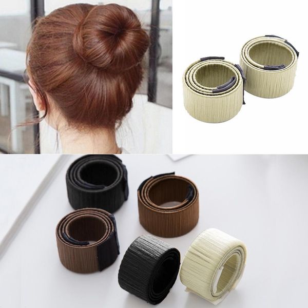 

twist travel patchwork roller hair maker band former french styling bun tool maker party office etc hair casual donut, Brown