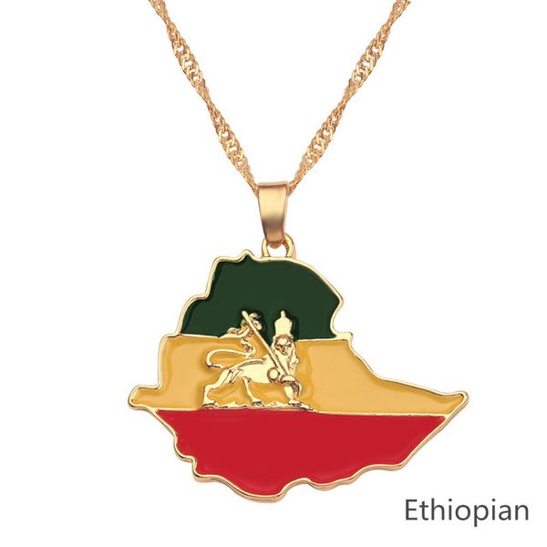 

punk ethiopian flag & lion map pendant necklaces women men jewelry gold color africa maps ethiopia lion necklace bijoux femme, Silver