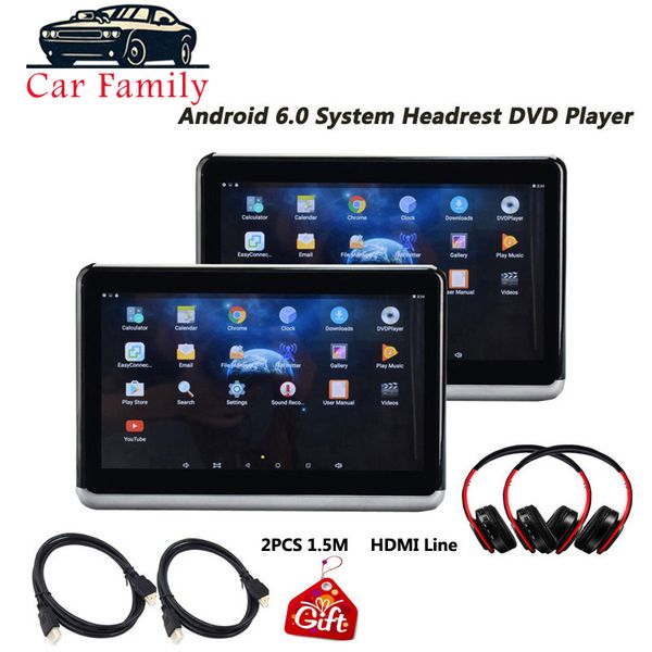 

10,2-дюймовый android 6,0 ​​подголовник dvd монитор hd 1080p видео ips сенсорный экран wifi / hdmi / usb / sd / bluetooth / fm-передатчик