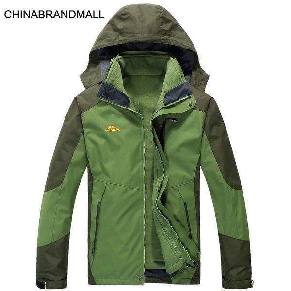 

сезон мужчины плюс жир плюс размер открытый водонепроницаемый скорость сухой бархат сгущает зарядка одежда пальто из двух частей набор, Black;brown