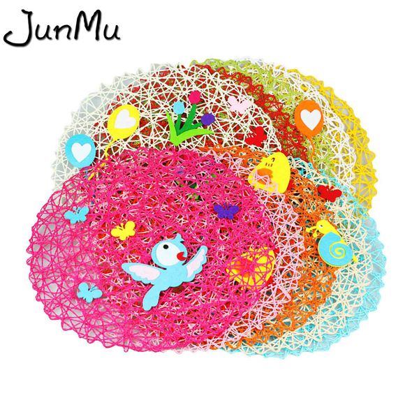 

38cm paper rope mesh round table placemats home kitchen decoration pads