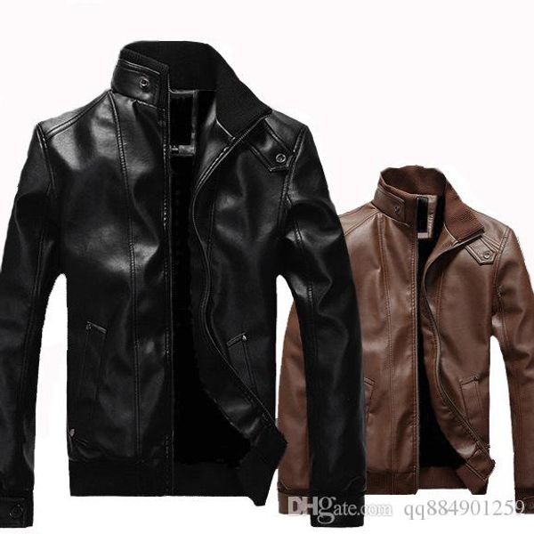 

19ss new fashion spring autumn mens designer pu leather jackets thick warm leather zipper jacket motorcycle mens coat black size m-3xl.